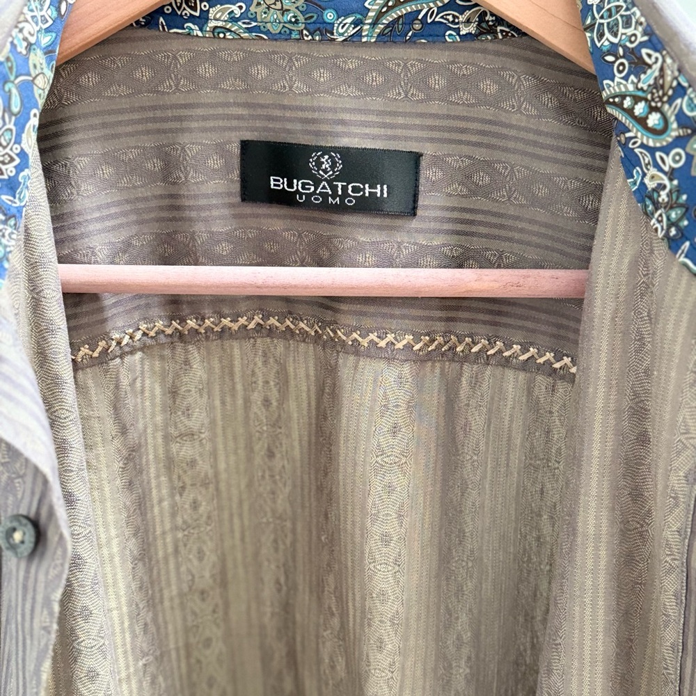 Bugatchi Men's Shirt - Beige and Blue